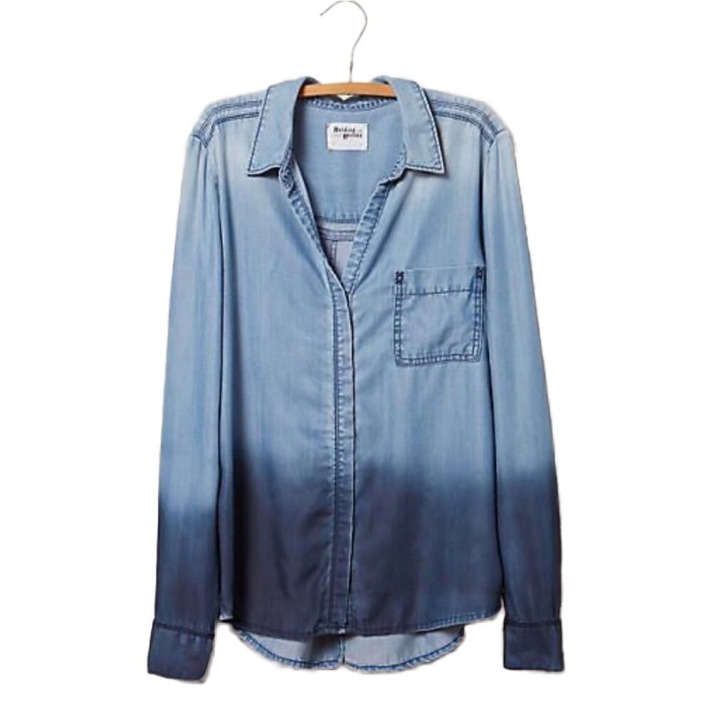 Anthropologie Holding Horses Dip Dye Ombre Chambray Button-down Shirt size 6
